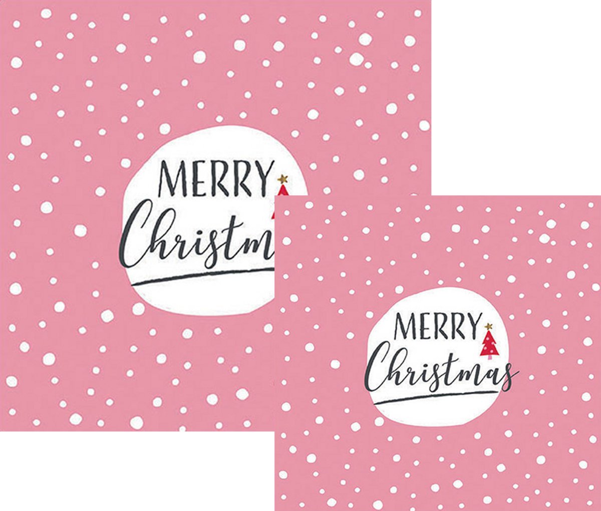 Ambiente servetten - Merry Christmas - 2 pakjes 33x33cm en 25x25cm - roze - kerstservetten