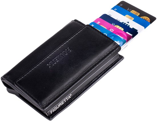 bugatti Lima herenportemonnee van leer, liggend formaat, RFID-bescherming, bugatti-opdruk – Zwart