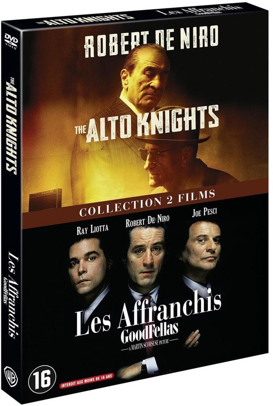 DVD-cover met Robert De Niro bovenaan. Onderaan Ray Liotta, Robert De Niro en Joe Pesci. De titels zijn "The Alto Knights" en "Les Affranchis GoodFellas".