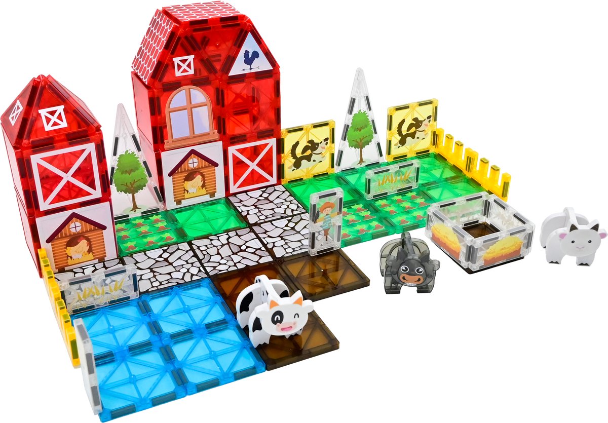 Magna Minds - Magnetic Tiles - Magnetisch Speelgoed - Boerderij - Constructie speelgoed - Magnetische tegels - Montessori speelgoed - Magnetic toys - Magnetische bouwstenen - Speelgoed Kinderen — afbeelding 6