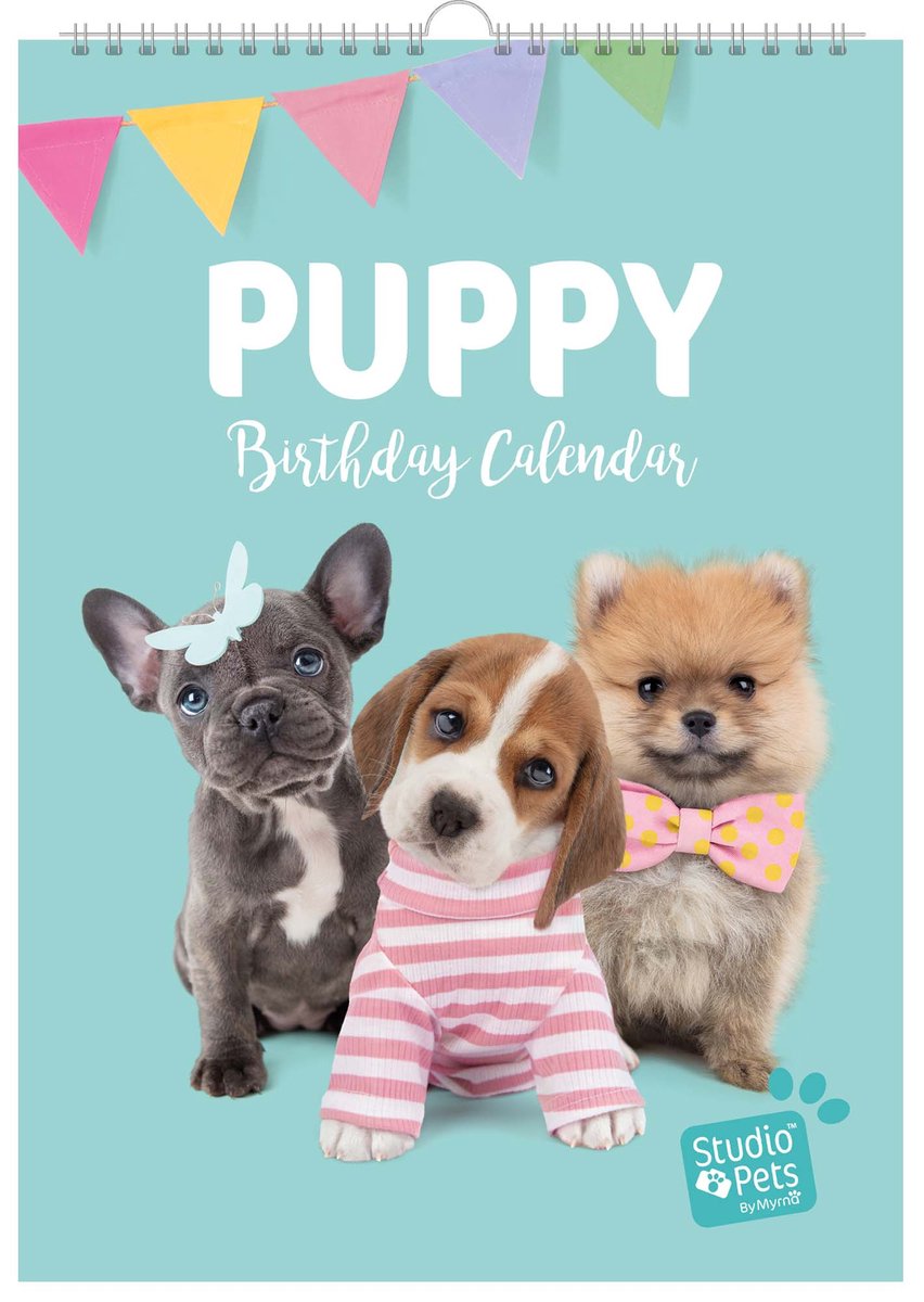 Studio Pets® verjaardag kalender A4 – puppy maandplanner / kalender