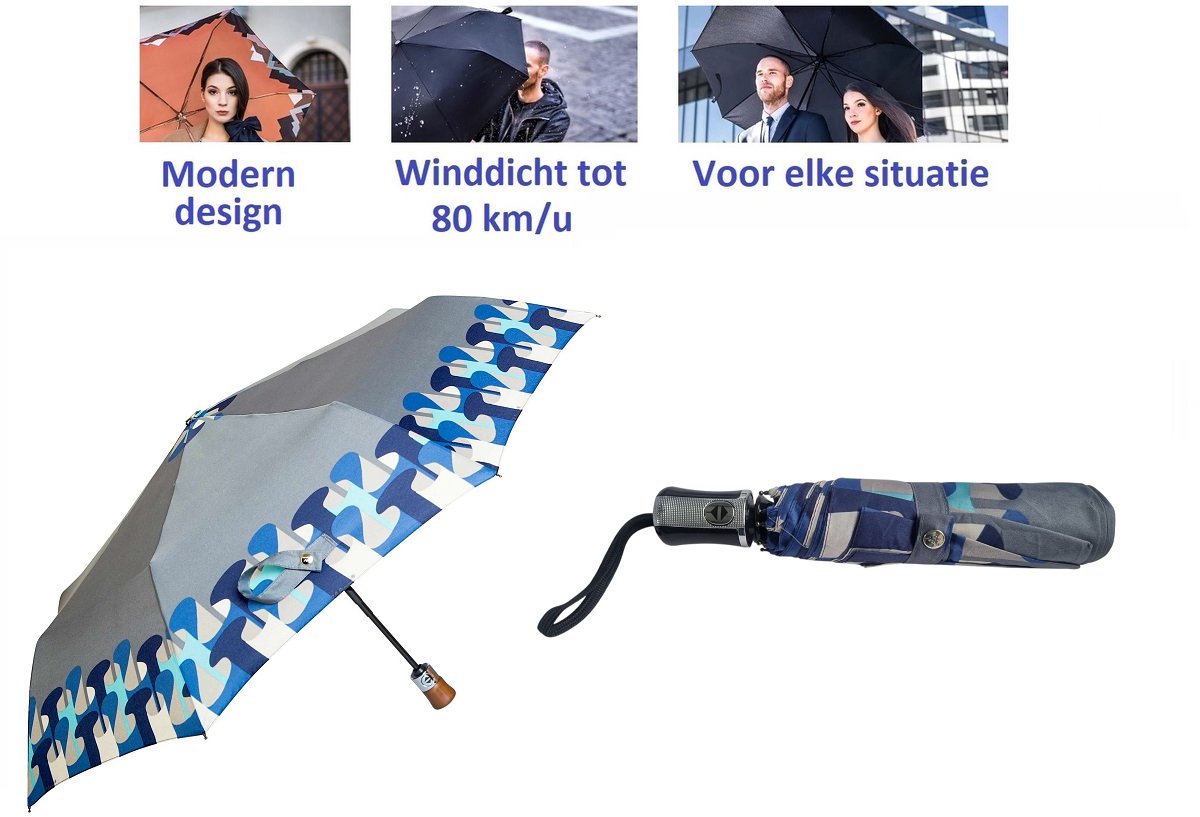 Paraplu voor dames, heren en familie. Automatische open en te sluiten paraplu. Stormparaplu - Winddicht tot 80 km/u. Carbon Steel. Lichtgewicht en Duurzaam - Ø 100 cm. Reisparaplu / Waterdicht / Automatisch / Modern design / Hoge kwaliteit.