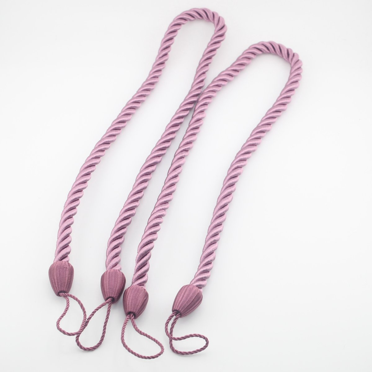 Set van 4 STUKS LUXE GORDIJNHOUDERS/EMBRASSES GORDIJN, GORDIJNKOORD om te Knopen, Lengte 65CM, Dikte 10MM, Kleur LILA