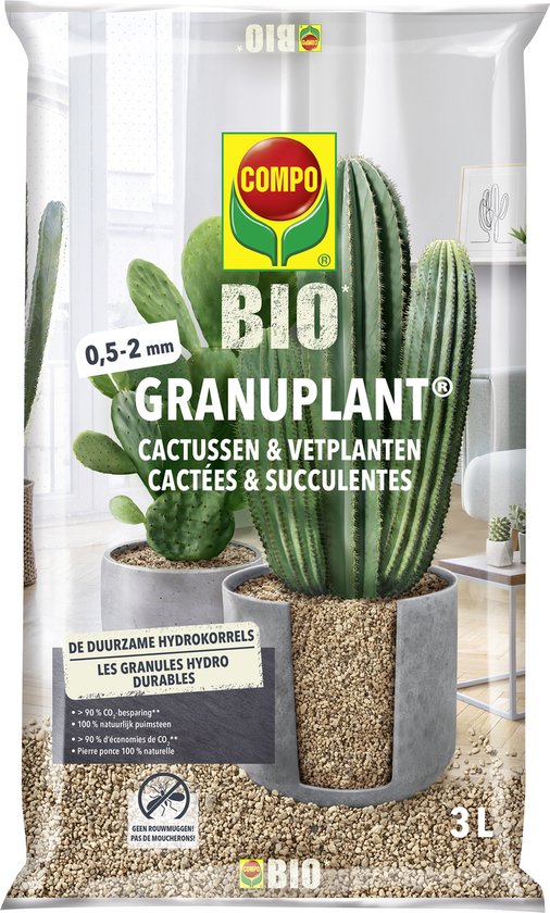 COMPO Bio Granuplant Cactussen & Vetplanten - plantgranulaat - 100% puimsteen -...