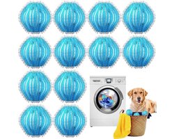 12 Stuk Wasmachine voor het verwijderen van dierenhaar - Herbruikbare pluizenbalwasser - Wasmachine voor het opvangen van haar - Reinigingsballen voor dierenhaar - Wasmachine voor het verwijderen van pluizen voor kleding en beddengoed - blauw