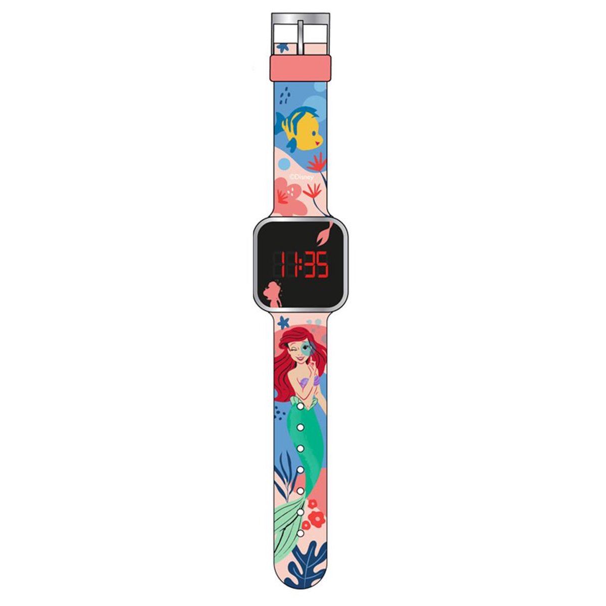 Disney Princess Ariël LED Kinderhorloge - Digitaal LED-display - Siliconen Band - Voor Kinderen