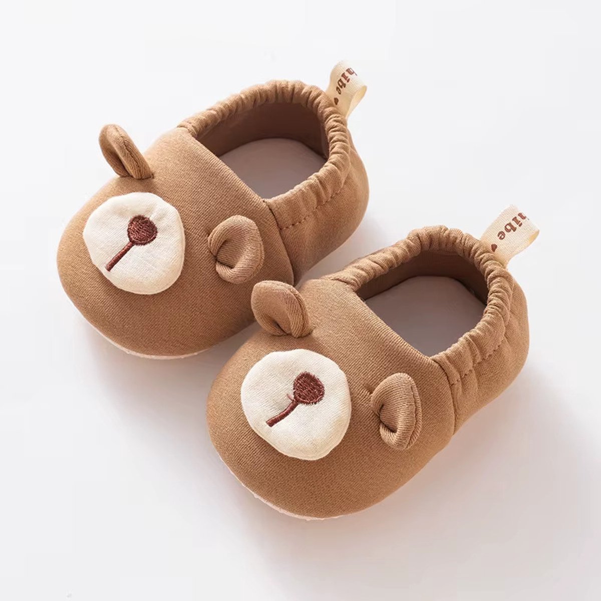 Baby Slofjes - Babyschoentjes - Bruine Beer - Antislip - Maat 18/19 - 12 cm - 6-12 maanden