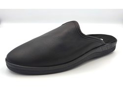 Heren instap pantoffels - stevige huis schoenen voor mannen - muil met harde zool met goede grip - zwart - maat 45