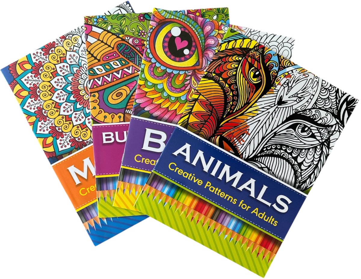 Tekenboeken voor volwassenen - Mandala kleurboek - 4 tekenboeken - Anti-stress kleurplaten - Creatief ontspannen voor volwassenen