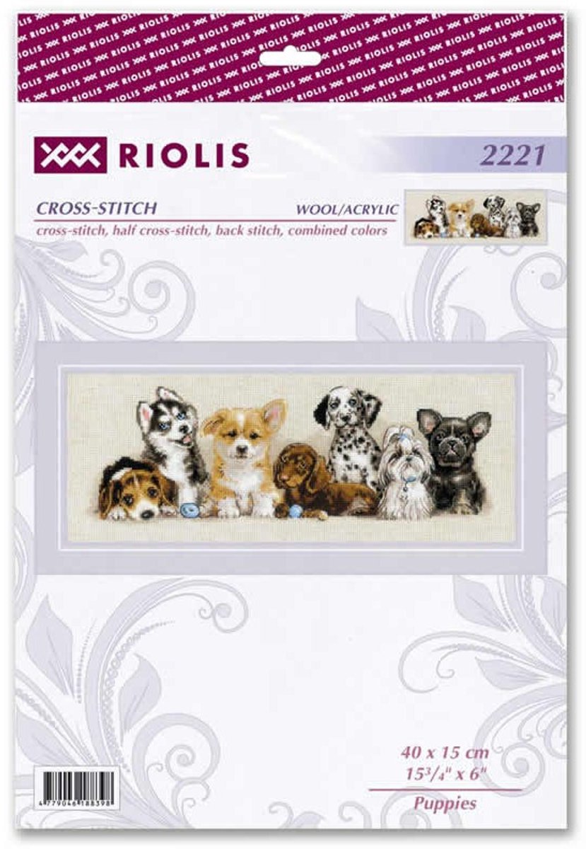 Riolis borduurpakket puppy parade 2221 telpatroon