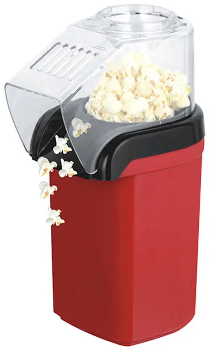 BolFlow® Elektrische Popcornmachine - 1200W - Compact - Klaar in 2 minuten - Oververhittingsbeveiliging – Anti-aanbaklaag - Rood