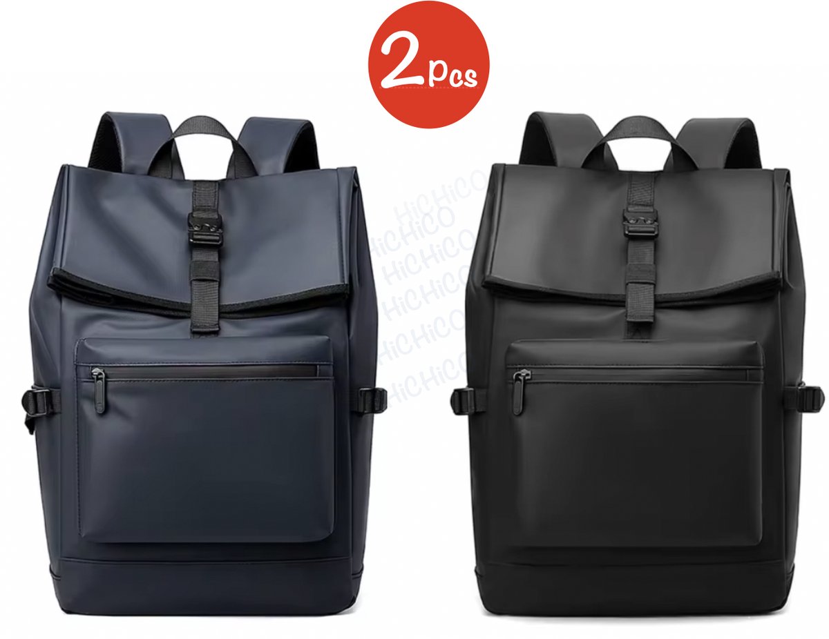 HROIC KNIGHT® Rolltop Rugzakken voor Dames en Heren Backpacks Waterdicht - Laptoptas - Backpack Rugzak - Verstelbare Reistas 20 tot 30L – 2Pcs – Zwart en Donker Blauw