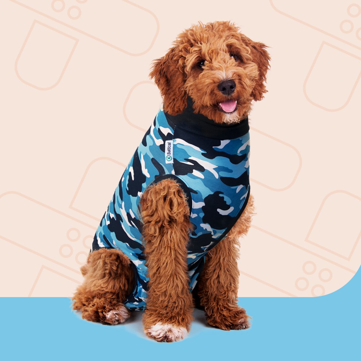 Suitical Herstel Shirt Hond Blauw Camouflage S+