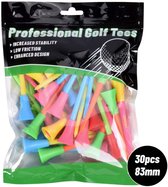 Stripe kunststof golftees 83 mm - 30 stuks - Rubberen top