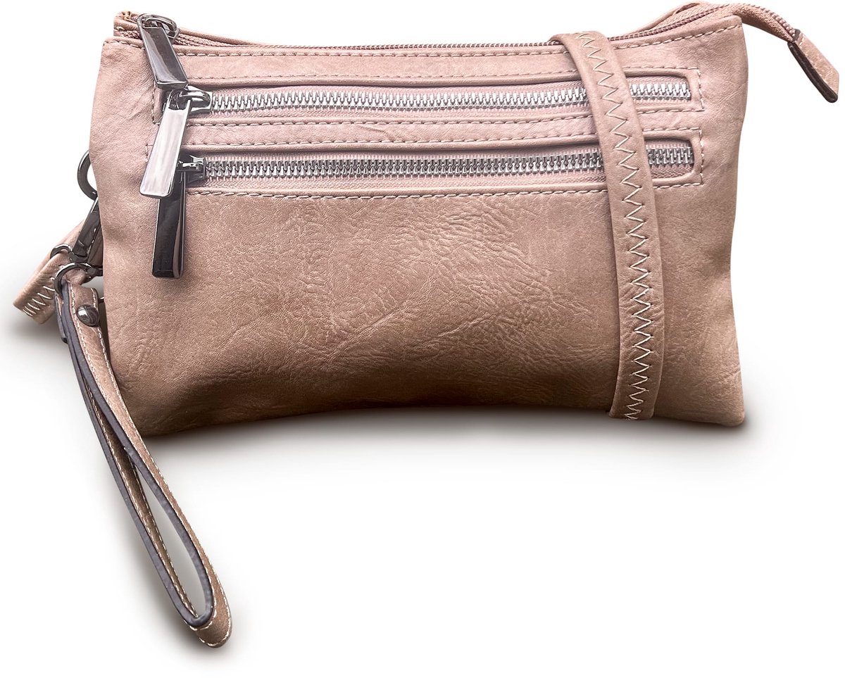 THL Design - Dames Schoudertas - Klein tasje - Veel Vakken - Taupe