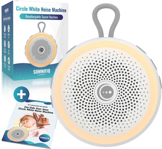 Somnifiq Luna White Noise Machine - Slaaphulp voor Volwassenen - Witte Ruis Machine met Nachtlamp - 20 rustgevende geluiden - Timer & Geheugenfunctie - Wit
