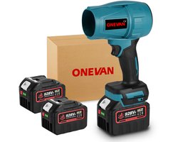 ONEVAN Elektrische Bladblazer - 160 m/s Bladblazer - Handblazer - Borstelloze Bladblazer - met 2x accu en lader - voor het blazen van bladeren, sneeuw en stof in de auto