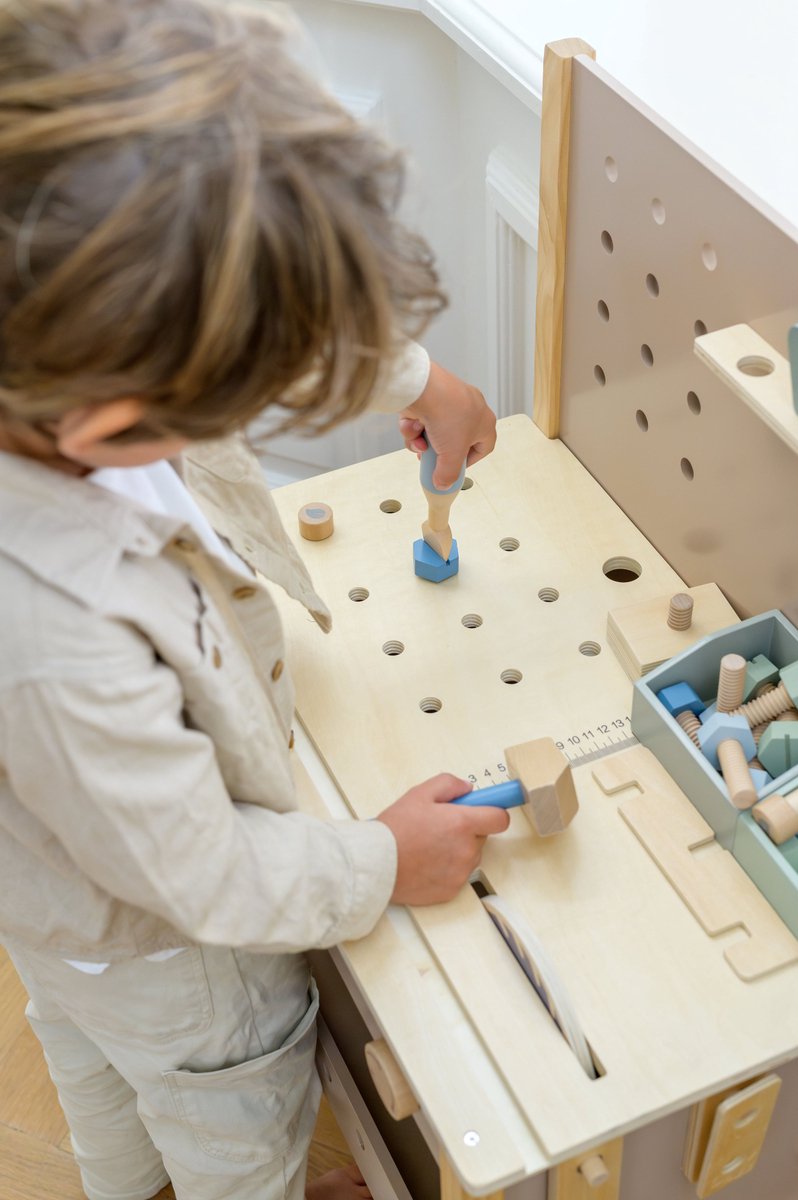 Babiem® Thomas - Werkbank Speelgoed - Incl. Gereedschap - Speelgoed - Gereedschap Speelgoed - Kindergereedschap - kinder werkbank - 55x34x80 cm - Hout — afbeelding 4