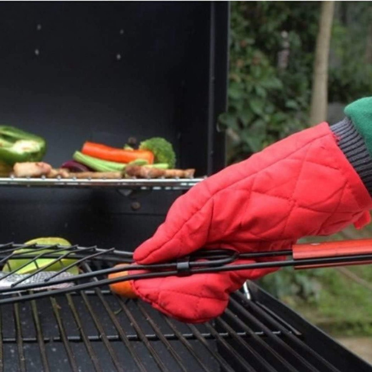 Candala Ovenhandschoenen, hittebestendige ovenwanten, verdikte hittebestendige pannenlappen, bakhandschoenen, 1 paar, rood
