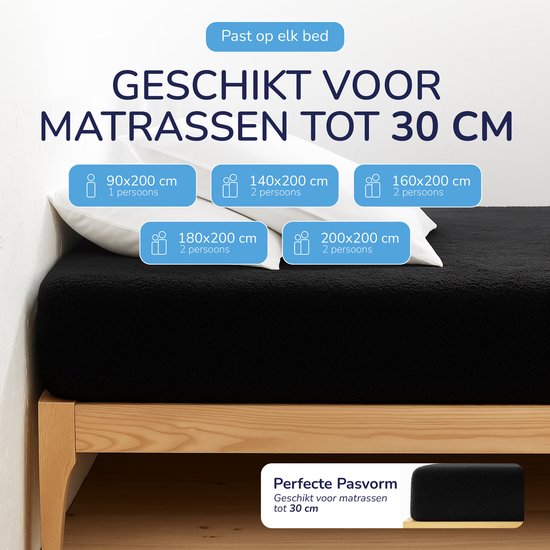 Drap-housse polaire Decoware® Teddy - 180x200 cm - noir