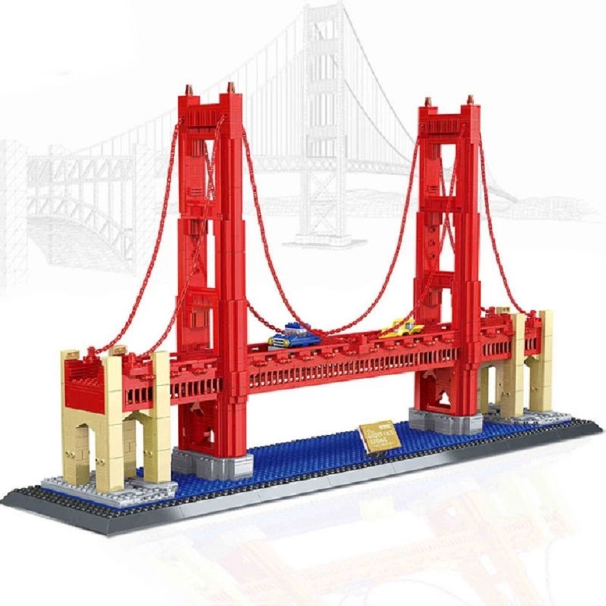 COIL Modelbouwpakketten, Architectuurmodel, Constructiespeelgoedblokken, Speelgoedbouwstenen, Golden Gate Bridge in San Francisco, 1977 onderdelen