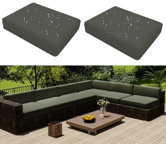 thumbnail: Waterdichte Kussenhoezen Voor Buiten 3-Pack - Antislip Elastische Hoezen Voor Terrasstoelen