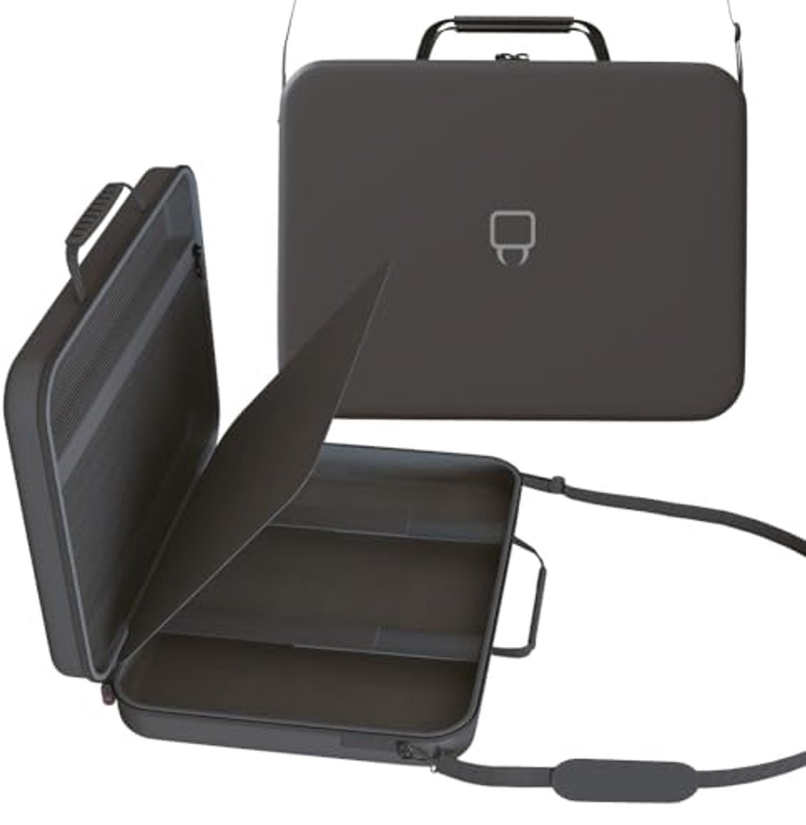 Image of 16-inch laptophoes met harde EVA-schaal en zachte binnenvakken