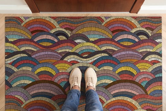 Paillasson d'intérieur Coloray - Grand paillasson rouge - Tapis d'entrée abstrait coloré - Paillasson d'intérieur - Groot paillasson - 150x100 cm