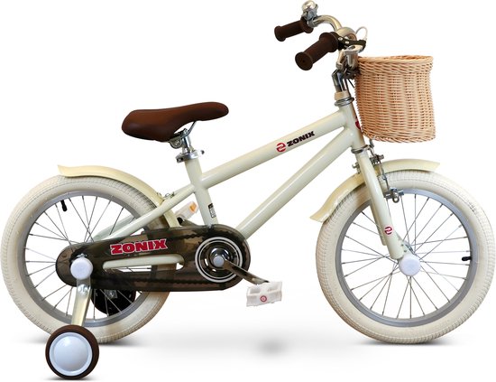 Zonix Kinderfiets 16 Inch Jongensfiets - Licht Beige Met Zijwieltjes - Leeftijd 4-6 Jaar - Kledingmaat 103-118 van Zonix — afbeelding 3