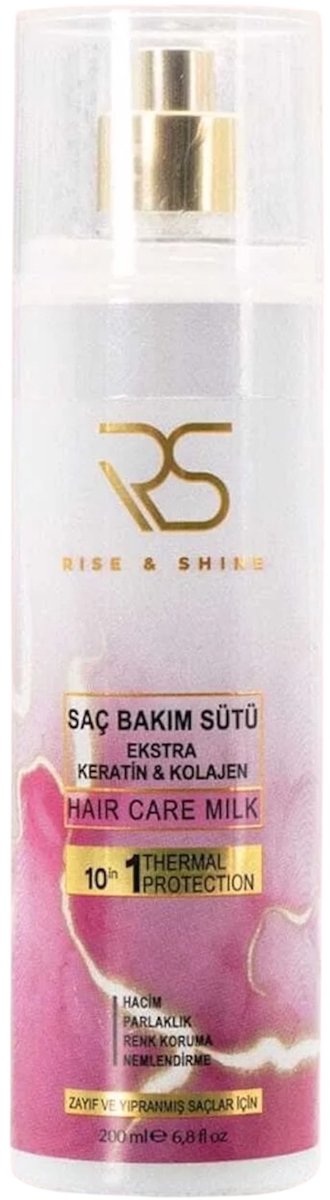 Rise and Shine Keratine & Collagen Hair Care Milk - Voedende & Beschermende Haarverzorgende Melk voor Droog en Beschadigd Haar - Zijdezacht, Glanzend & Natuurlijk Volume, Geschikt voor Alle Haartypes - 200 ml Dilan Polat