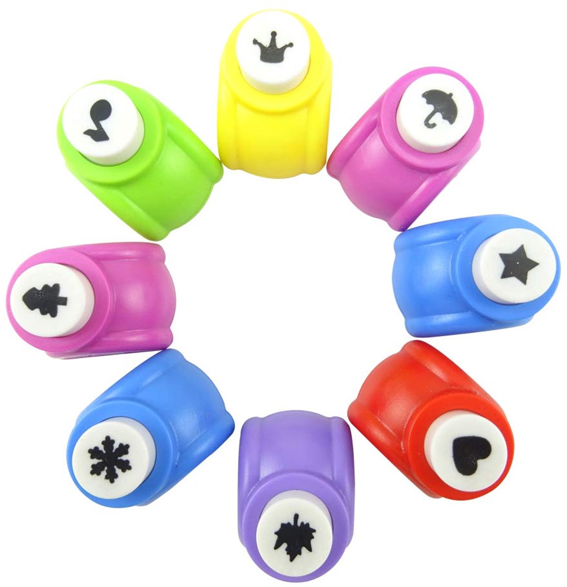 OIMG Creative Pons - 8 stuks - verschillende vormen - mini papier knutselpons - vorm pons - mini handgemaakte perforator - kinderen knutselen - doe-het-zelf handgemaakte perforator - voor wenskaarten maken - kunstwerk