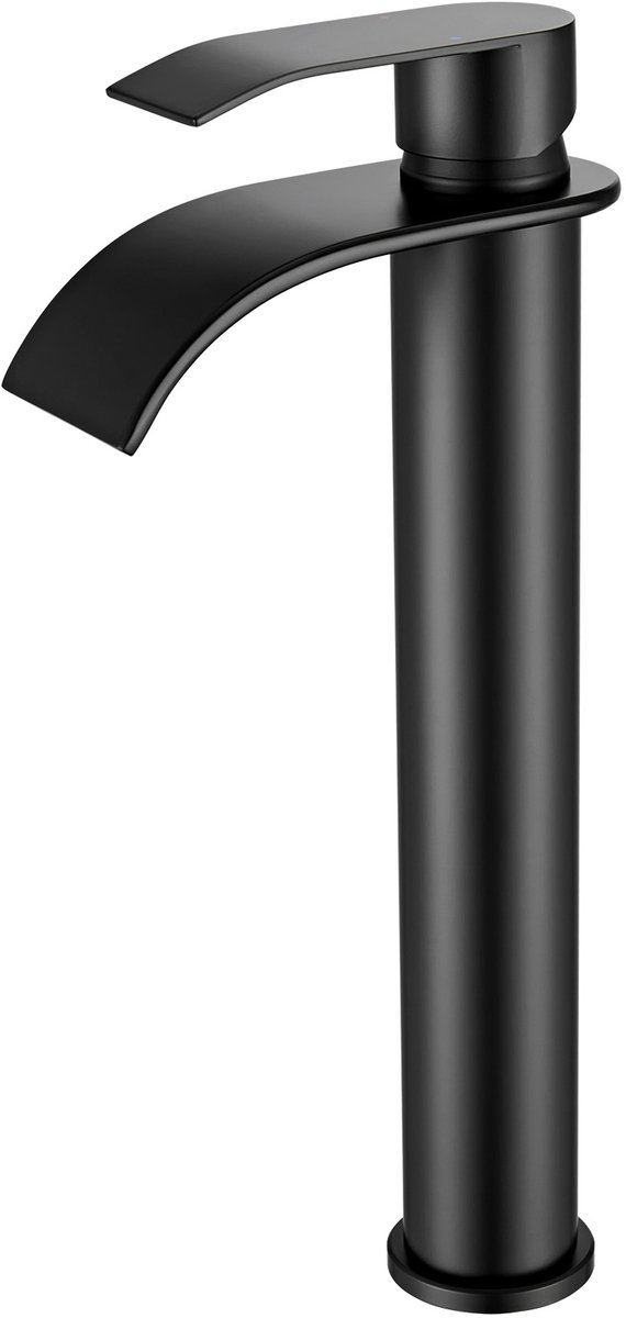CECIPA max Wastafelkraan - Hoge watervalkraan - Wastafel Badkamer - Badkamer Kraan - 32cm hoogte - Waterbesparend - Zwart - RVS