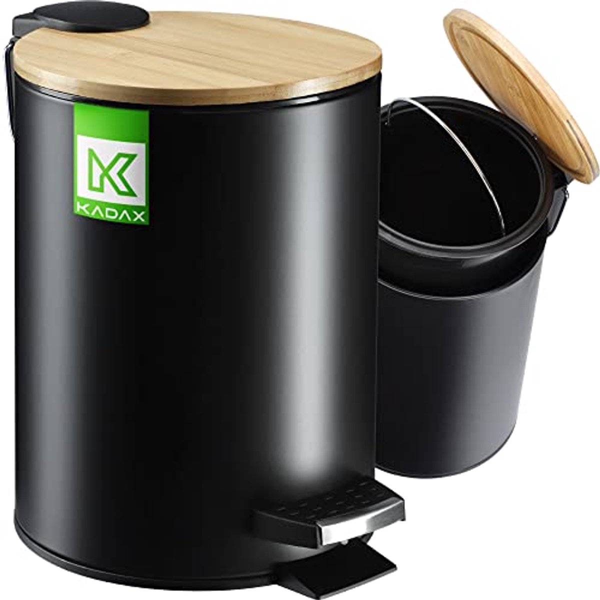 Cosmetica Vuilnisemmer 3L - Pedaalemmer met Bamboedeksel in 5 Kleuren voor Badkamer en Toilet