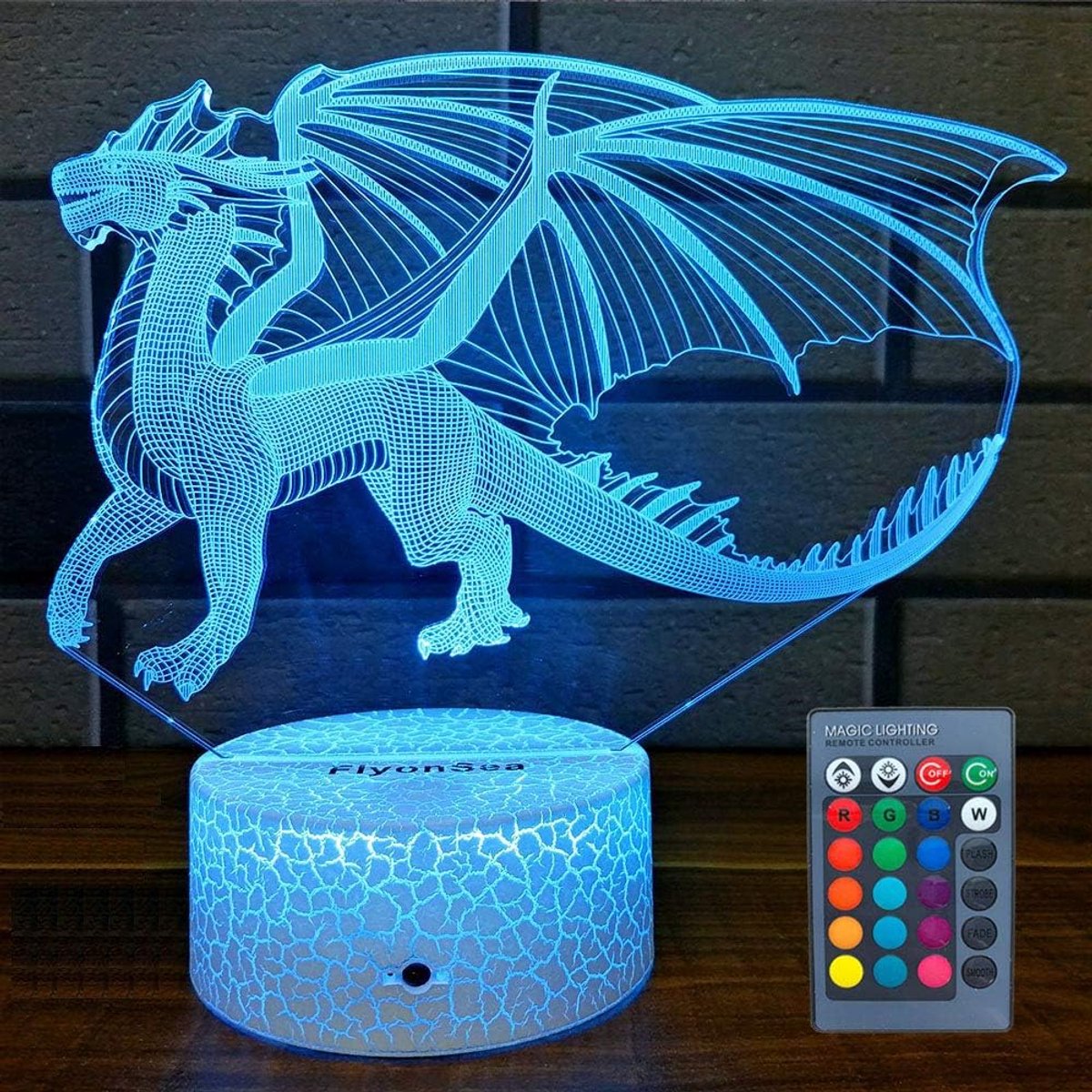 Daity Draakvormig cadeau - drakenlantaarn met 16 kleuren die veranderen en dimbaar zijn - kindernachtlampje met touch- en afstandsbediening - draakvormige speelgoedlamp - kan worden gebruikt als verjaardagscadeau