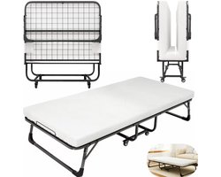 Woning Decor® Opklapbed 90x200 cm – Extra Stevig – Logeerbed met Luxe Matras – Eenpersoonsbed - Vouwbed - Inklapbaar Logeermatras – Ruimtebesparend Slaapbed - Opklapbedden
