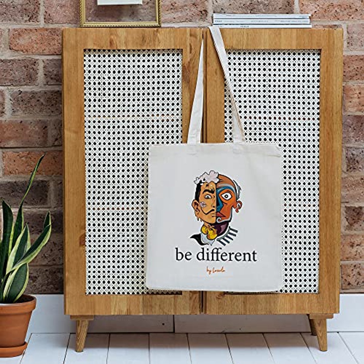 Multifunctionele stoffen tas van 100% katoen met extra brede en lange handgrepen