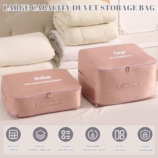 Ruimtebesparende Zelfcomprimerende Organizer voor Kleding en Dekbedden - Grijze Opbergtas (54 x 42 x 60 cm) — afbeelding 3