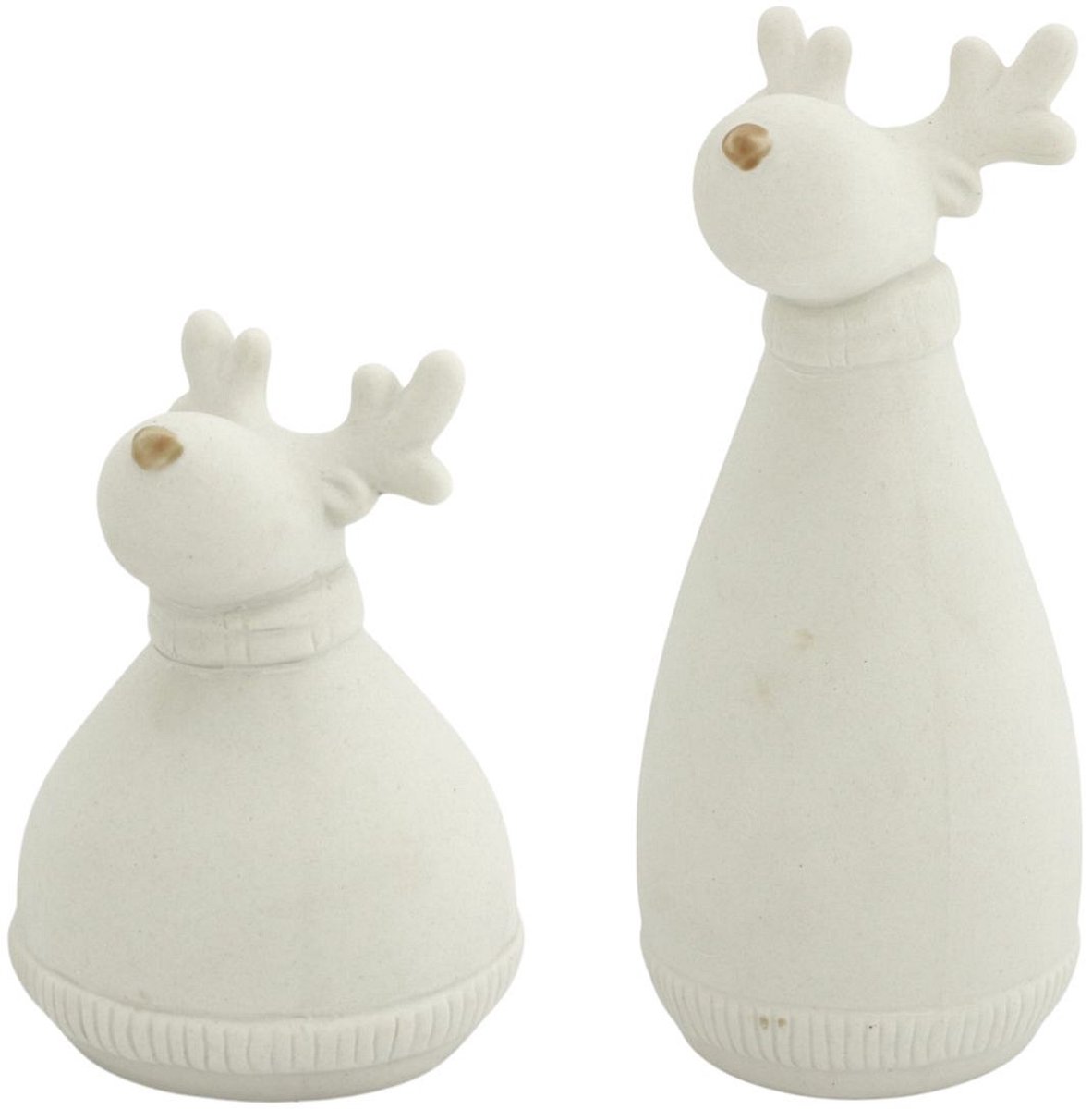Home Society - Decoratieve eland - Bruno - Set 2 - 16,8 x 7,3 x 7,3cm - Porselein - 2 stuks