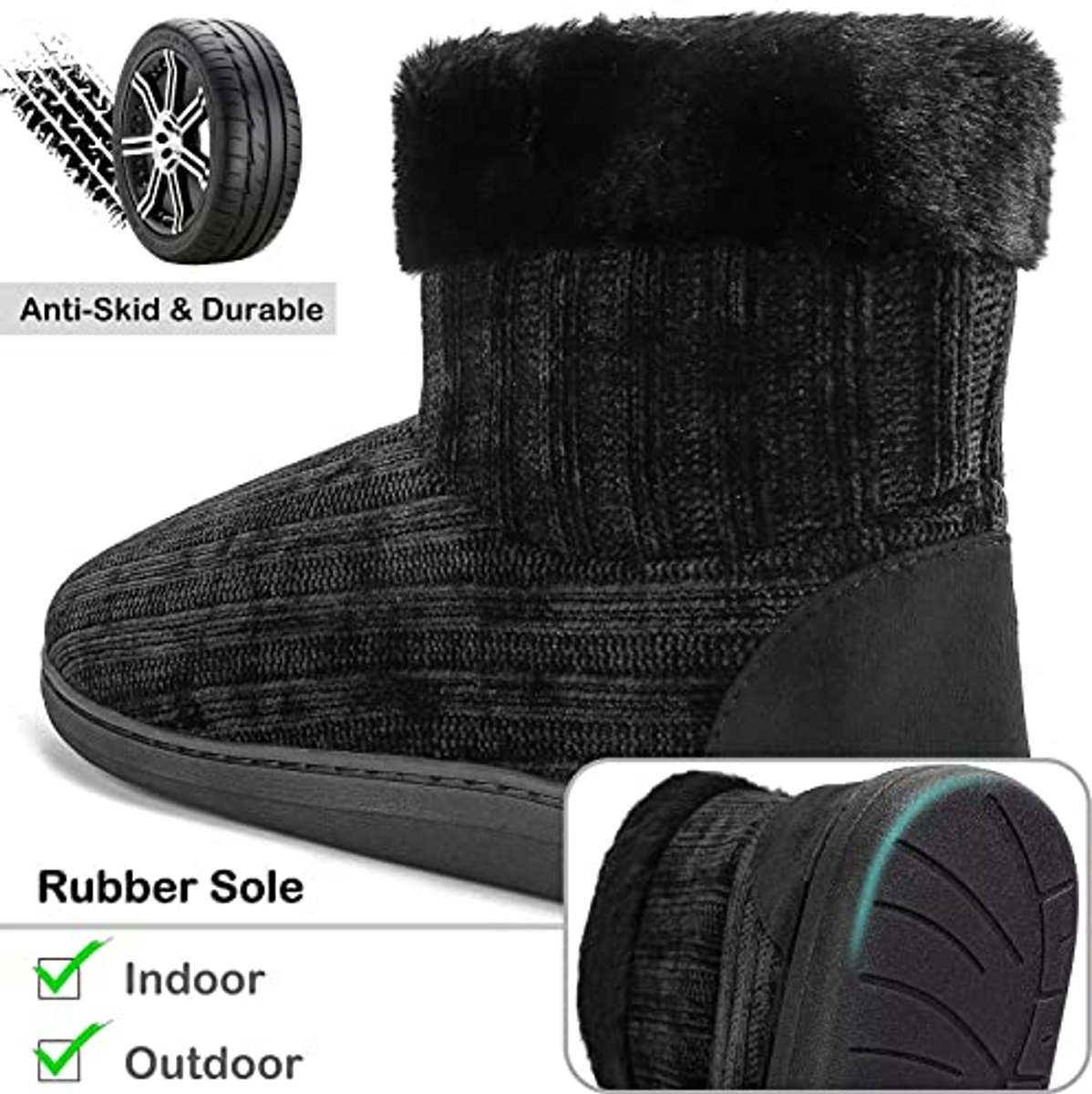 Warme pluche damespantoffels voor de winter