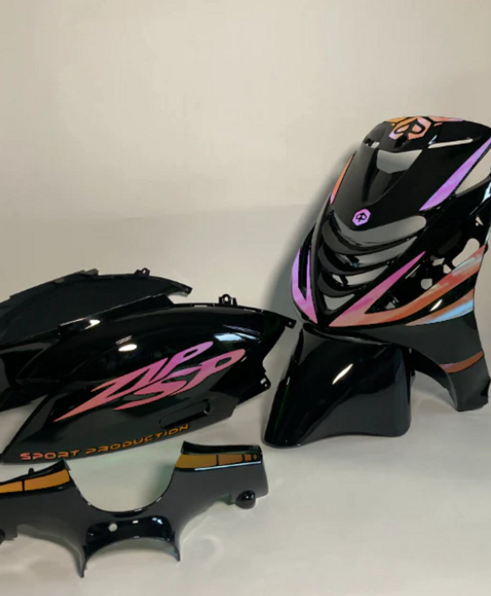 Piaggio Zip Stickerset - Sport Production - Geel/paars cameleon