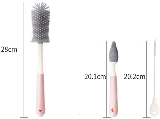 Flessenborstel Baby - Flessenreiniger - Baby Flessenborstel - Siliconen - 4-Delig - 4-in-1 - Babyfles Schoonmaakborstel met houder - Droogrek- Speen borstel - Complete Reinigingsset van Merkloos — afbeelding 5