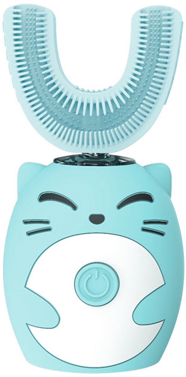 Sonic-tandenborstel voor kinderen, IPX7 waterdicht, U-vormig, oplaadbaar, blauw