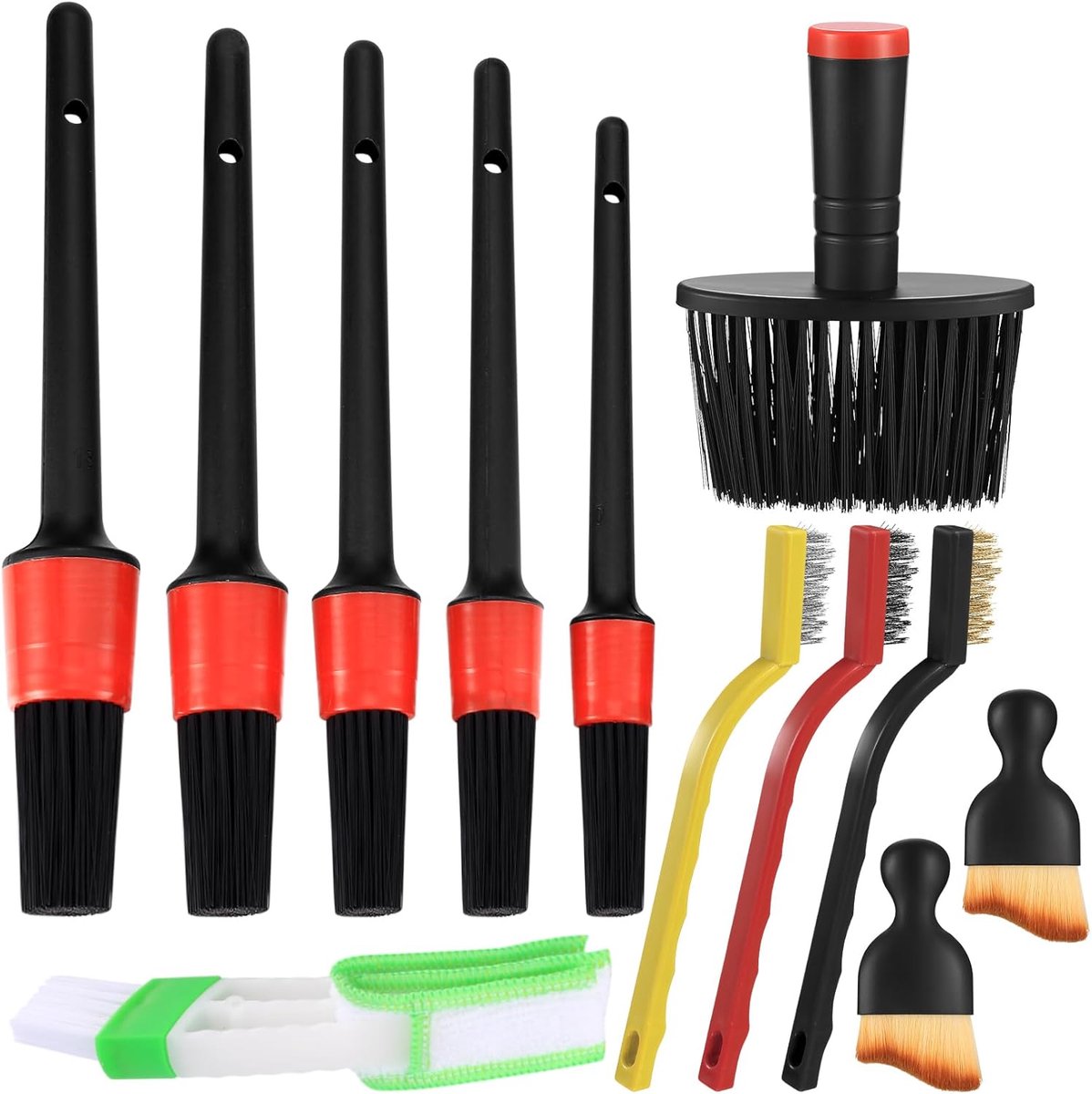 Image of 12 Pcs Auto Detailborstels - Auto Schoonmaakset - Auto Reinigingsborstelset - Auto Detailing Borstelset - Binnen Buiten Zachte Auto Borstels - Auto Reinigingsborstels voor Dashboard en Interieur
