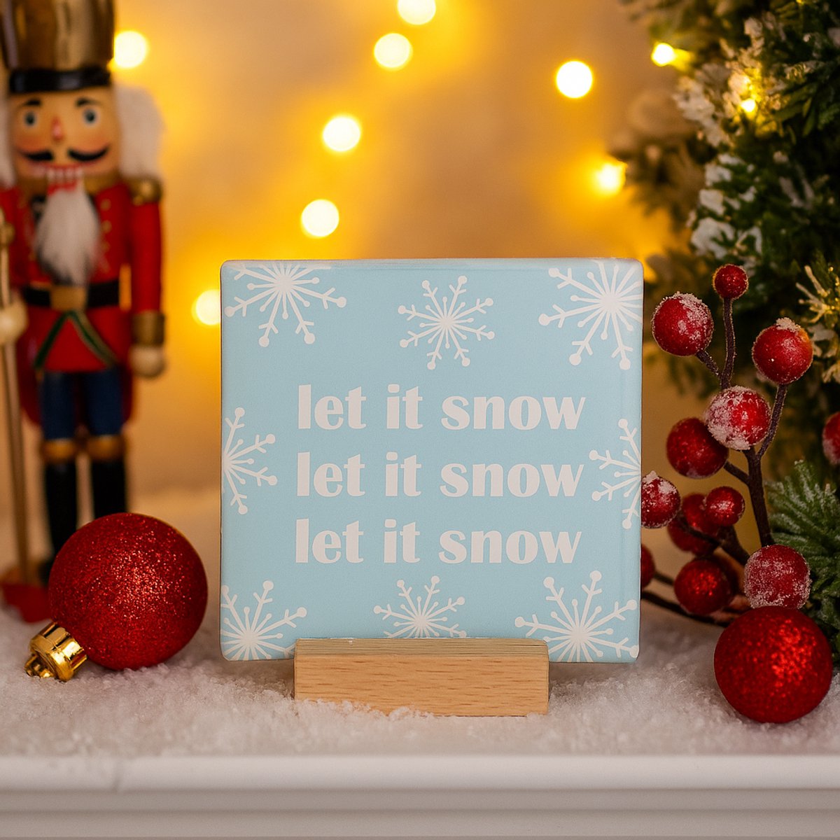 Let it snow - 10 x 10 cm - Kerst decoratietegel