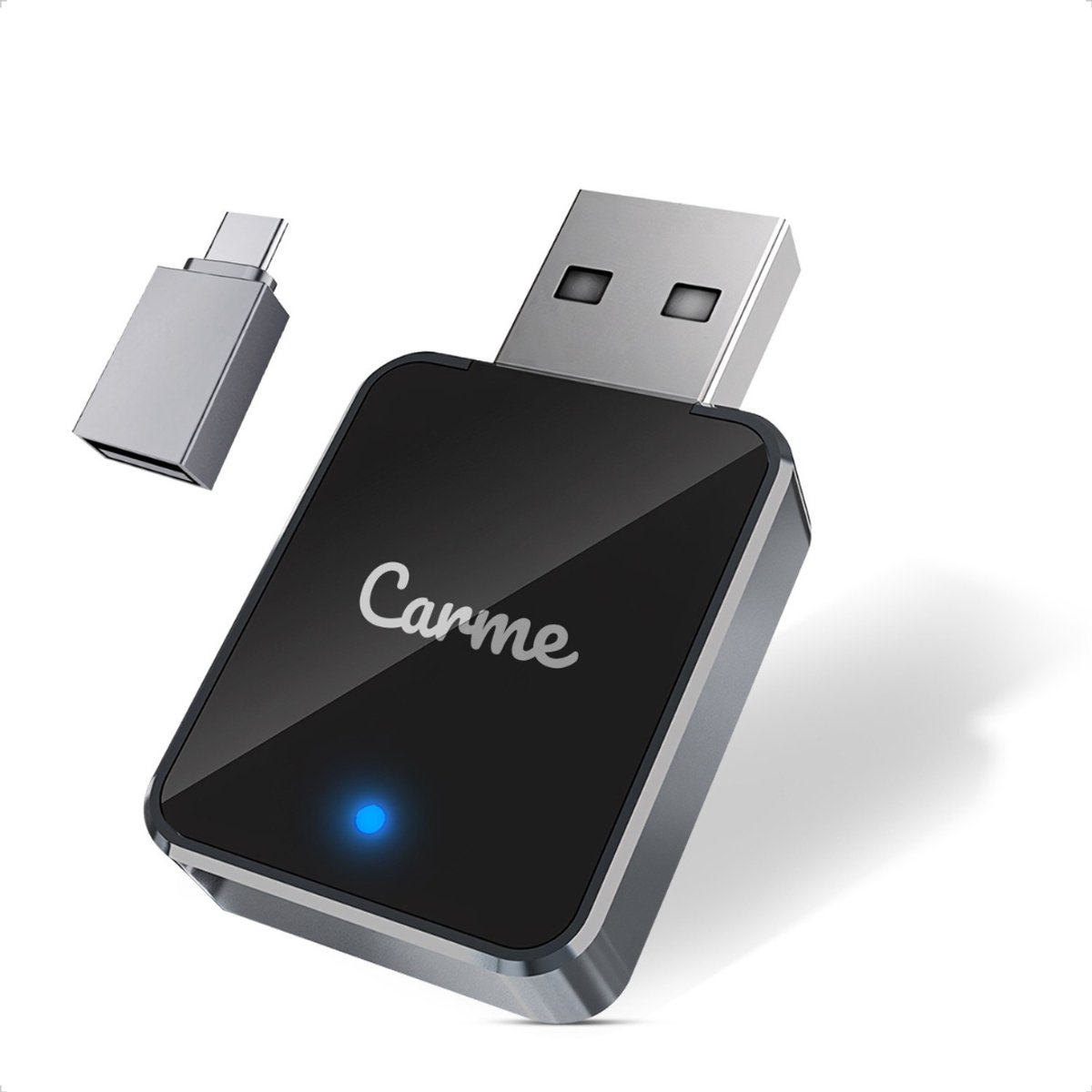 CarMe Mini 2-in-1 CarPlay Dongle V2 - Draadloos CarPlay & Android Auto - USB-A & USB-C - Android Auto Dongle - Zwart