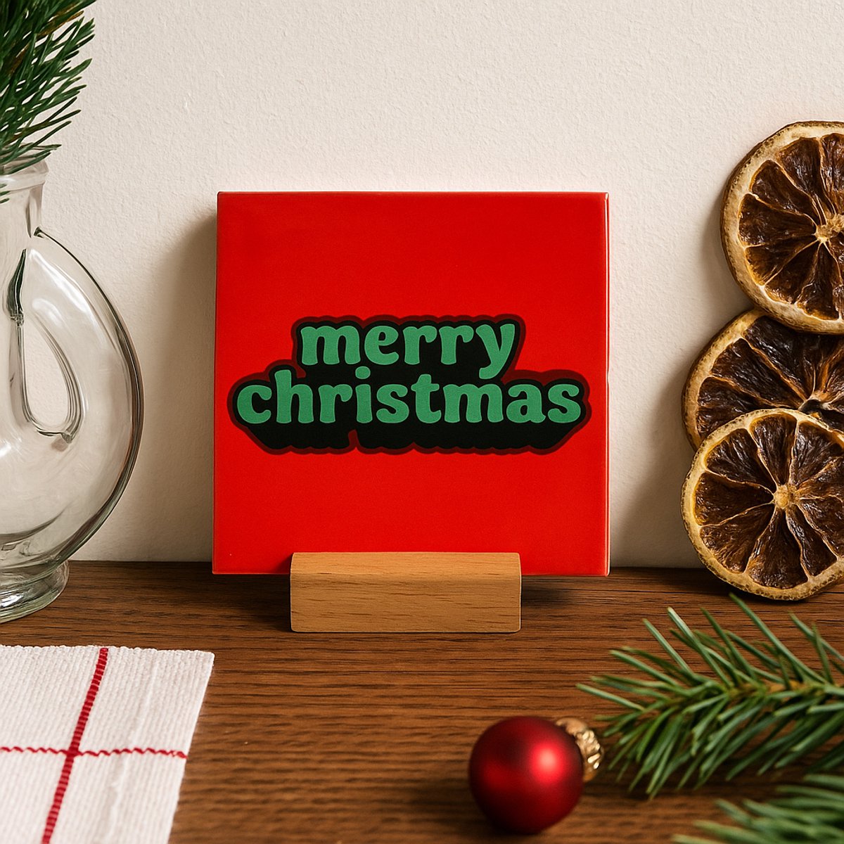 Merry christmas - 10 x 10 cm - Kerst decoratietegel