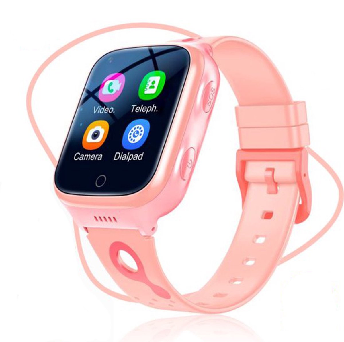 ISHIVA Smartwatch Kinderen - GPS Tracker - Met HD-camera Videobellen en 4G Verbinding - SOS Functie - 1000 mAh Batterij - GPS Horloge Kind - Roze