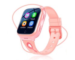 ISHIVA® GPS Horloge Kind geschikt voor Simkaart (4G GPS)–Smartwatch Kinderen met HD-camera & Videobellen - Kinder Smartwatch - 1000 mAh Long Battery–IP65 Waterdicht–SOS Knop–School Mode-Veilige Zones-GPS Tracker–2 Jaar Garantie–Roze