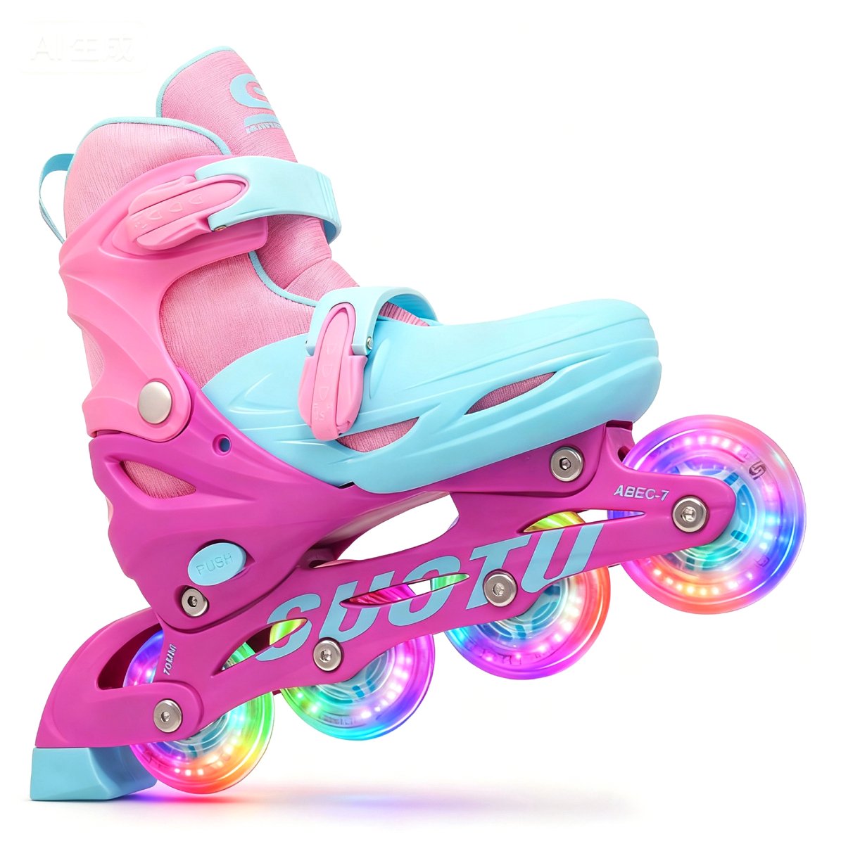 Suotu Inline Skates - Maat 34-37 - lichtgevende wielen - Blauw