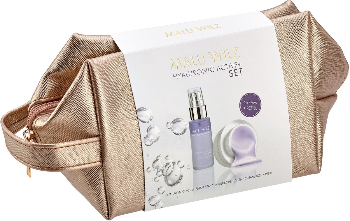 Malu Wilz - cadeauset - Hyaluronic Active+ Rich Set 130ml - (1 flash spray - 1 hyaluronic active cream rich + 1 refill)